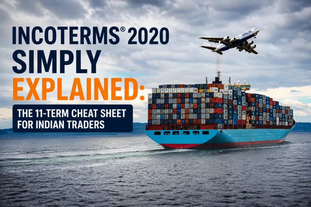 Container ship and cargo aircraft illustrating Incoterms 2020 and international trade logistics.