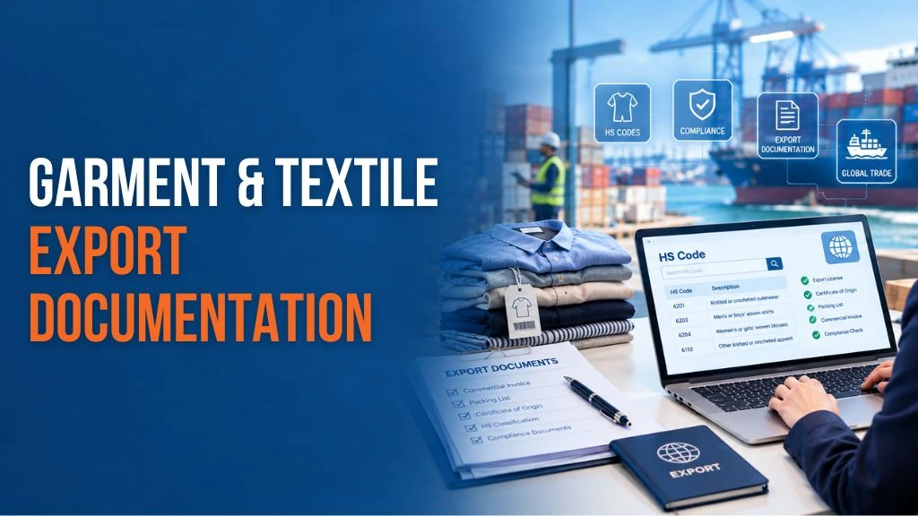 arment and textile export documentation with HS code and compliance requirements